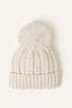 Accessorize Cream Faux Fur Pom-Pom Beanie Hat