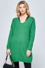 Jolie Moi Green V-Neck Ribbed Knit Tunic Jumper