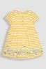 JoJo Maman Bébé Yellow Bunny Stripe Appliqué Button Front Jersey Dress