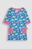 JoJo Maman Bébé Cobalt Blue Floral Dinosaur A-Line Jersey Dress With Pet In Pocket