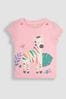 JoJo Maman Bébé Rose Pink Zebra Appliqué T-Shirt