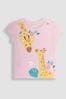 JoJo Maman Bébé Rose Pink Giraffe Appliqué T-Shirt