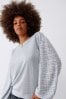 Oliver Bonas Silver Sparkle Stitch Sleeve Knitted Top