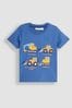 JoJo Maman Bébé Denim Blue Vehicles Appliqué Motif T-Shirt