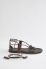 Chocolate Brown Forever Comfort® Wooden Ring Detail Strappy Sandals