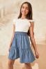 Lipsy Blue/White Chambray Mini Skirt Dress (5-16yrs)
