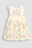 JoJo Maman Bébé Cream Strawberry Embroidered Tulle Pretty Party Dress