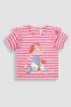 JoJo Maman Bébé Raspberry Pink Mermaid Appliqué Frill Sleeve T-Shirt