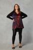Live Unlimited Curve Petite Swirl Print Satin Front Black High Low Tunic