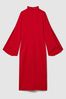 Reiss Red Katya Flute Sleeve Bodycon Midi Dress