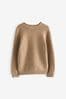 Neutral/Tan With Stag Textured Crew Jumper (3-16yrs), With Stag