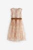 Pink Floral Mesh Tie Back Party Dress with (3-16yrs)