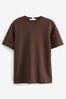 Schokoladenbraun - Schweres Kurzarm T-Shirt mit Rundhalsausschnitt, Regular