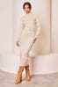 Lipsy Kuscheliges Midi-Pullover-Kleid mit hohem Gürtelausschnitt und Koloratur, Kurzgröße