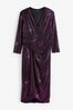 Roman Purple Sequin Sparkle Stretch Wrap Purple Dress