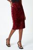 Roman Red Sequin Velour Stretch Pencil Skirt