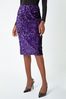 Roman Purple Sequin Velour Stretch Pencil Skirt