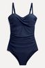 Linzi Navy Blue Capri Bandeau Soft Cupped Tummy Control Swimsuit With Detachable Straps