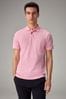 Pink Light Slim Fit Short Sleeve Pique Polo Shirt, Slim Fit