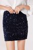 Apricot Blue Velvet Sequin Bodycon Mini Skirt