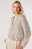 Apricot Silver Sequins Bomber Jacket