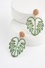 Green Raffia Wrapped Palm Leaf Earrings