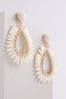 Bone Raffia Teardrop Statement Earrings Made With Recycled Metal