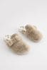 Brown Hamish Faux Fur Footbed Slippers