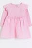 River Island Pink Baby Girls Rib Cheesecloth Dress