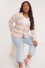 Simply Be Pink Rainbow Ombre Stripe Chenille Cardigan