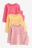 Pink/Yellow Slogan Printed Snuggle Pyjamas 3 Pack (9mths-12yrs)