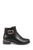 Pavers Black Buckle Detail Ankle Boots