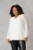 Live Unlimited White Textured Rib Trim Blouse