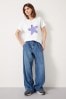 Hush White Double Star Relaxed T-Shirt