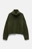 Hush Green Cropped Roll Neck Jumper