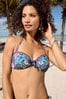 Love & Roses Blue Floral Padded Bikini Top, Padded