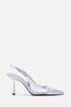 Linzi Silver Shyla Perspex Sling Back Court Style Heel Sandals