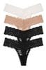 Victoria's Secret Black/Nude/White Thong 4 Multipack Knickers, Thong