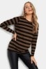 Long Tall Sally Natural Long Sleeve Stripe T-Shirt
