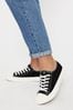 Lipsy Black Canvas Wide Fit Low Top Lace Up Canvas Trainer