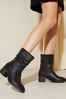 Friends Like These Black Regular Fit Low Block Heel Ruched Boot, Regular Fit