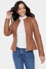 Urban Code Brown Collarless Leather Jacket