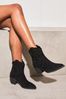 Lipsy Black Regular Fit Pull On Ankle Pointed Western Heel Suedette Boot