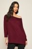 Friends Like These Berry Red Soft Jersey Long Sleeve Slash Neck Tunic Top