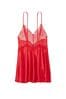 Victoria's Secret Lipstick Red Satin Lace Slip Dress
