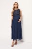 Maya Navy Blue Maternity Sequin Bodice Midi pink Dress