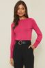 Lipsy Hot Pink Scallop Long Sleeve Knitted Jumper