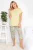 Yours Curve Yellow Short Sleeve Cropped Pyjama Set