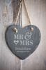 Personalised Mr and Mrs Hanging Slate Heart by Loveabode