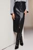 Lipsy Black Faux Leather Split Hem Midi Skirt, Regular